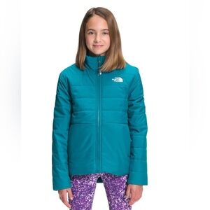 The North Face Girls Reversible Mossbud Swirl Jacket Teal Blue Size M 10/12
